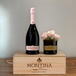 box kura legno franciacorta con fiori regalo